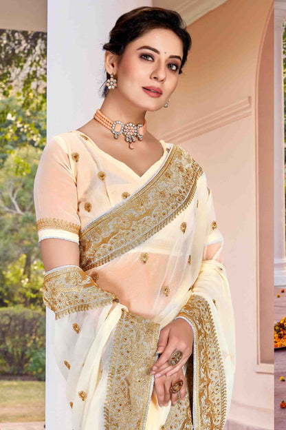 Off White Colour Georgette Designer Saree SD1121139 A