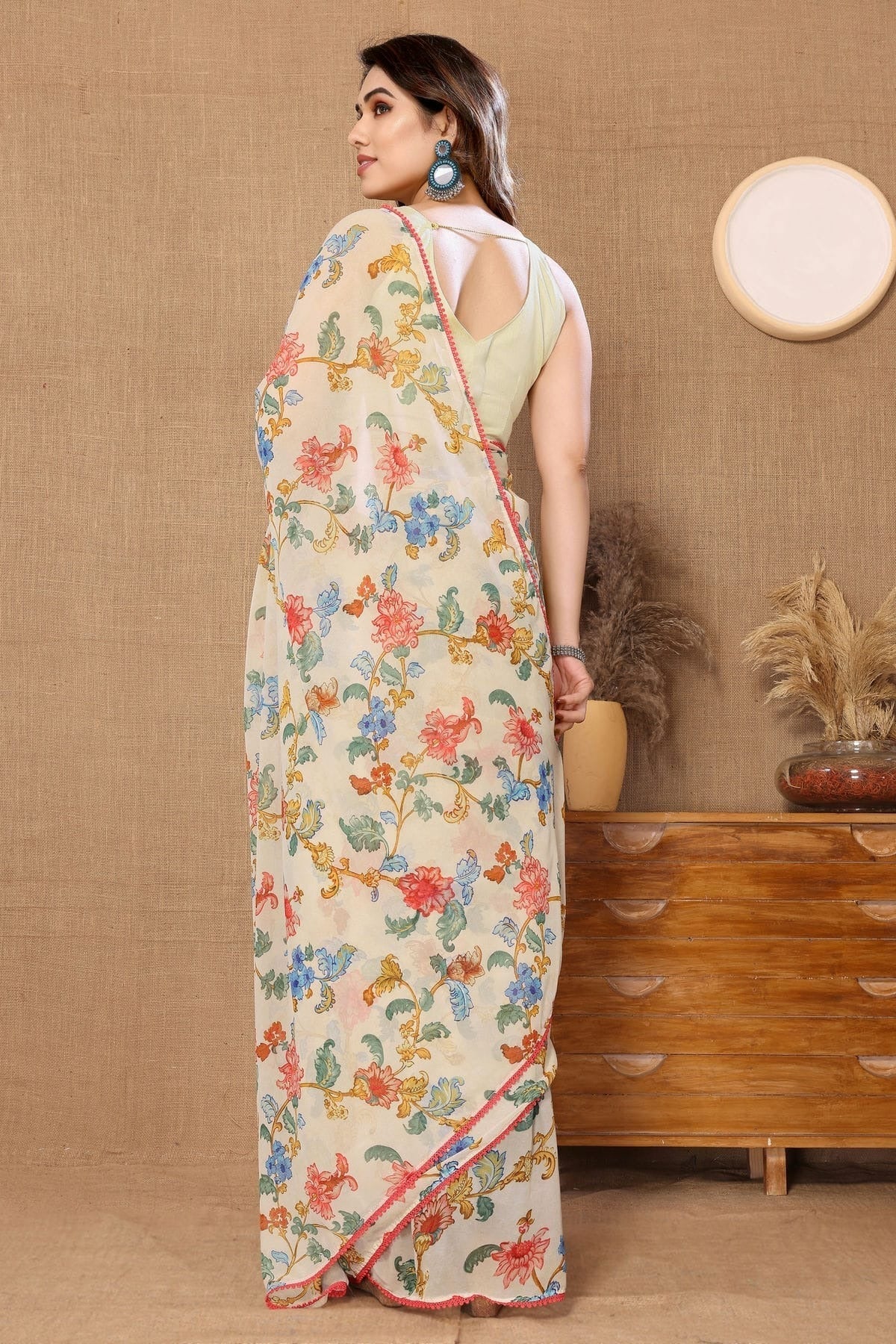 Off White Colour Georgette Ready To Wear Saree SD1180003 A