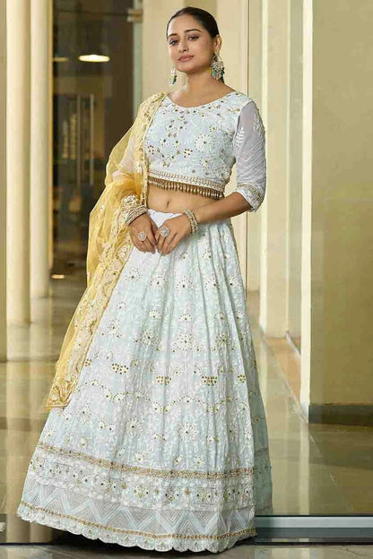 Off White Colour Georgette Semi Stitched Lehenga Choli LC1170099 A
