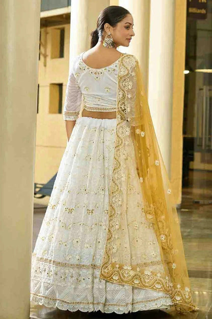 Off White Colour Georgette Semi Stitched Lehenga Choli LC1170099 B