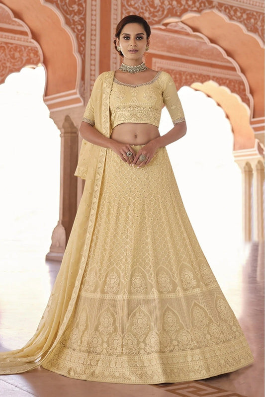 Off White Colour Georgette Sequins Work Lehenga Choli LC1080615