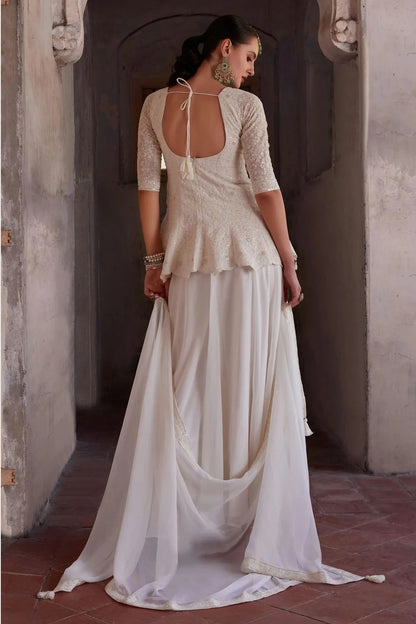 Off White Colour Georgette Sharara Suit SS1140016 A