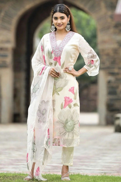 Off White Colour Georgette Stitched Suit SS1112250
