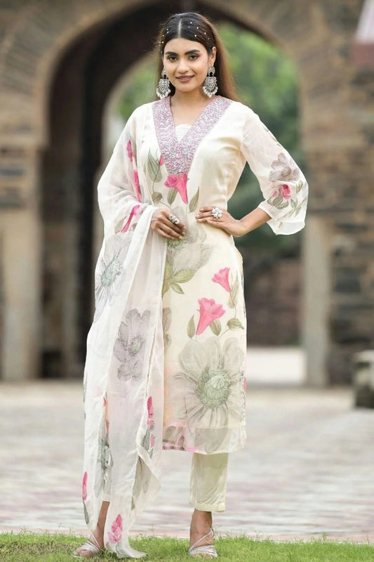 Off White Colour Georgette Stitched Suit SS1112250