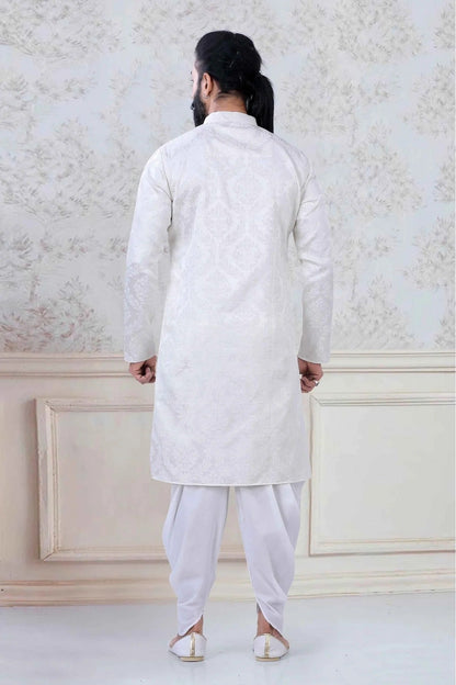 Off White Colour Jacquard Festival Wear Dhoti Kurta KP1130060 A