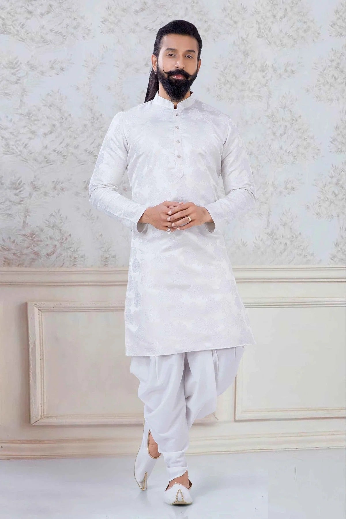 Off White Colour Jacquard Festival Wear Dhoti Kurta KP1130063