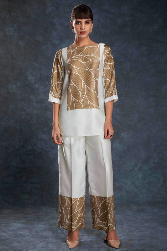 Off White Colour Linen Satin Co Ord Suit TP1080951