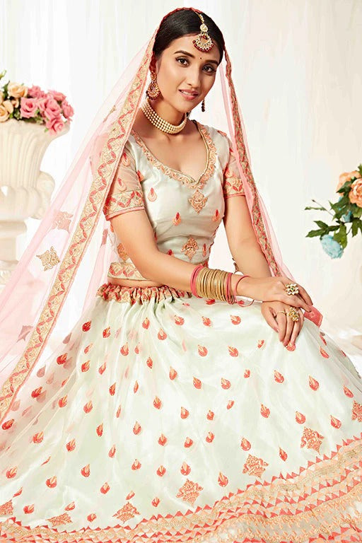 Off White Colour Net Designer Lehenga Choli LC1240010 B