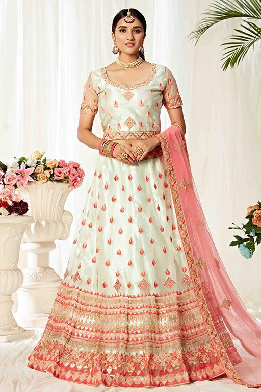 Off White Colour Net Designer Lehenga Choli LC1240010