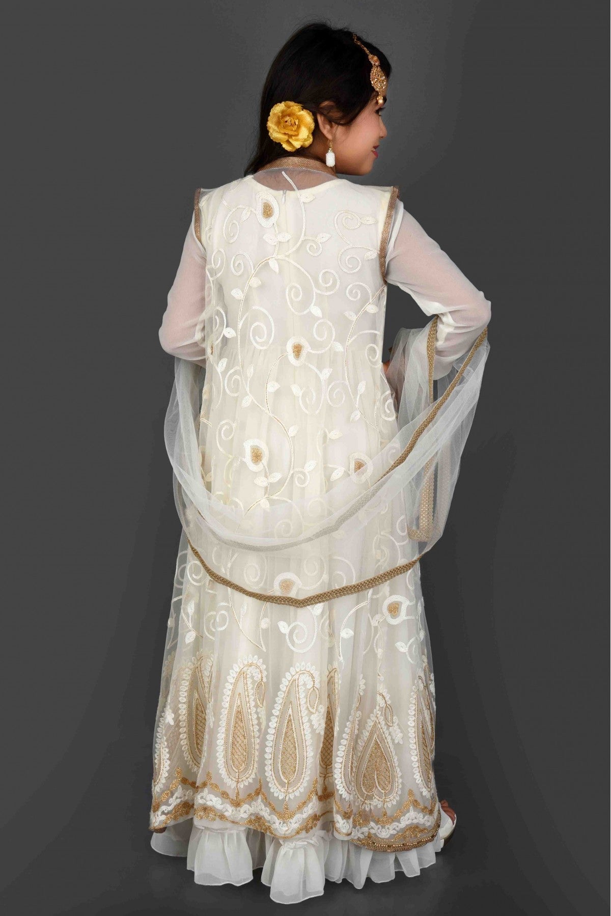 Off White Colour Net Embroidery Anarkali Suit GW1070037 A