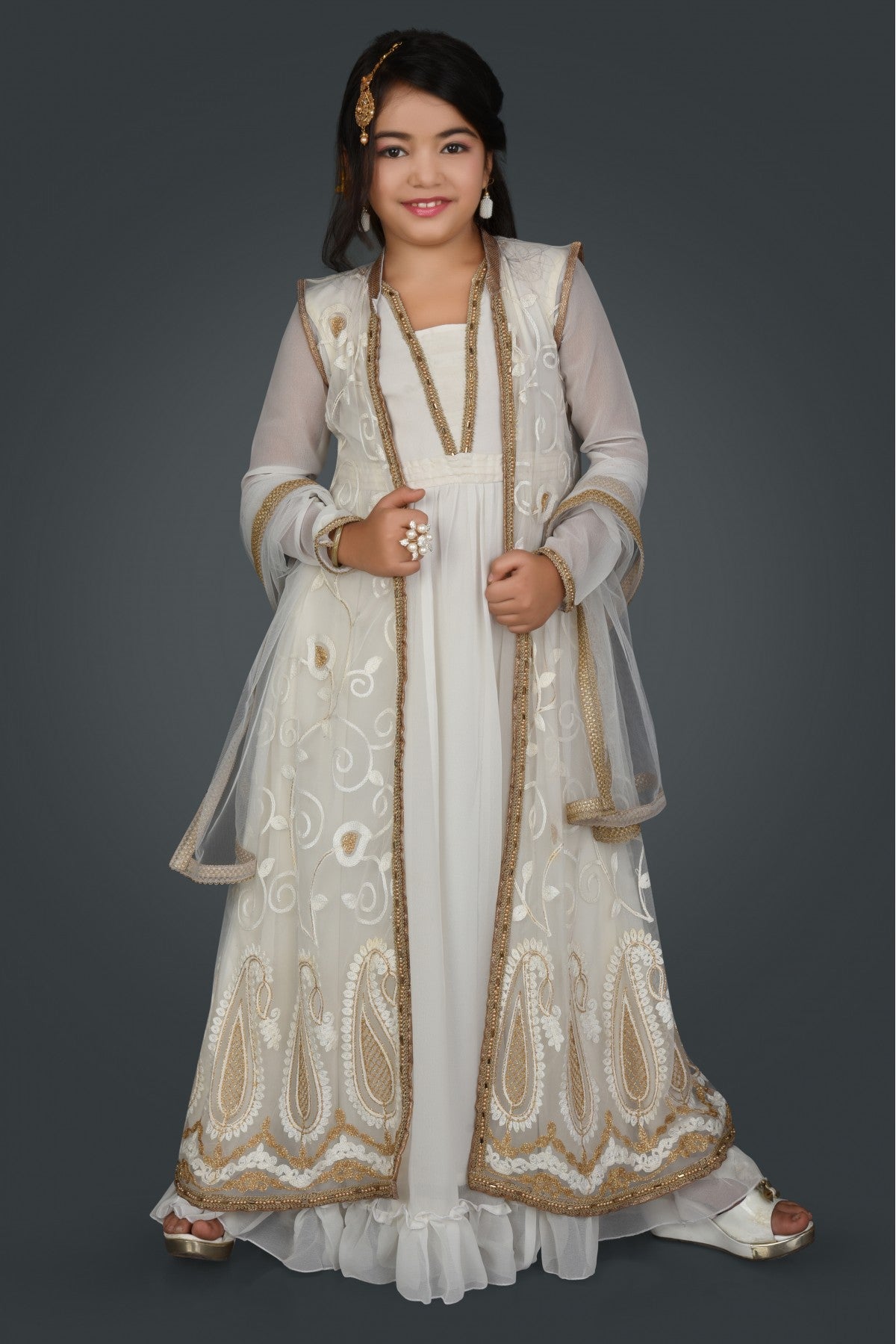 Off White Colour Net Embroidery Anarkali Suit GW1070037