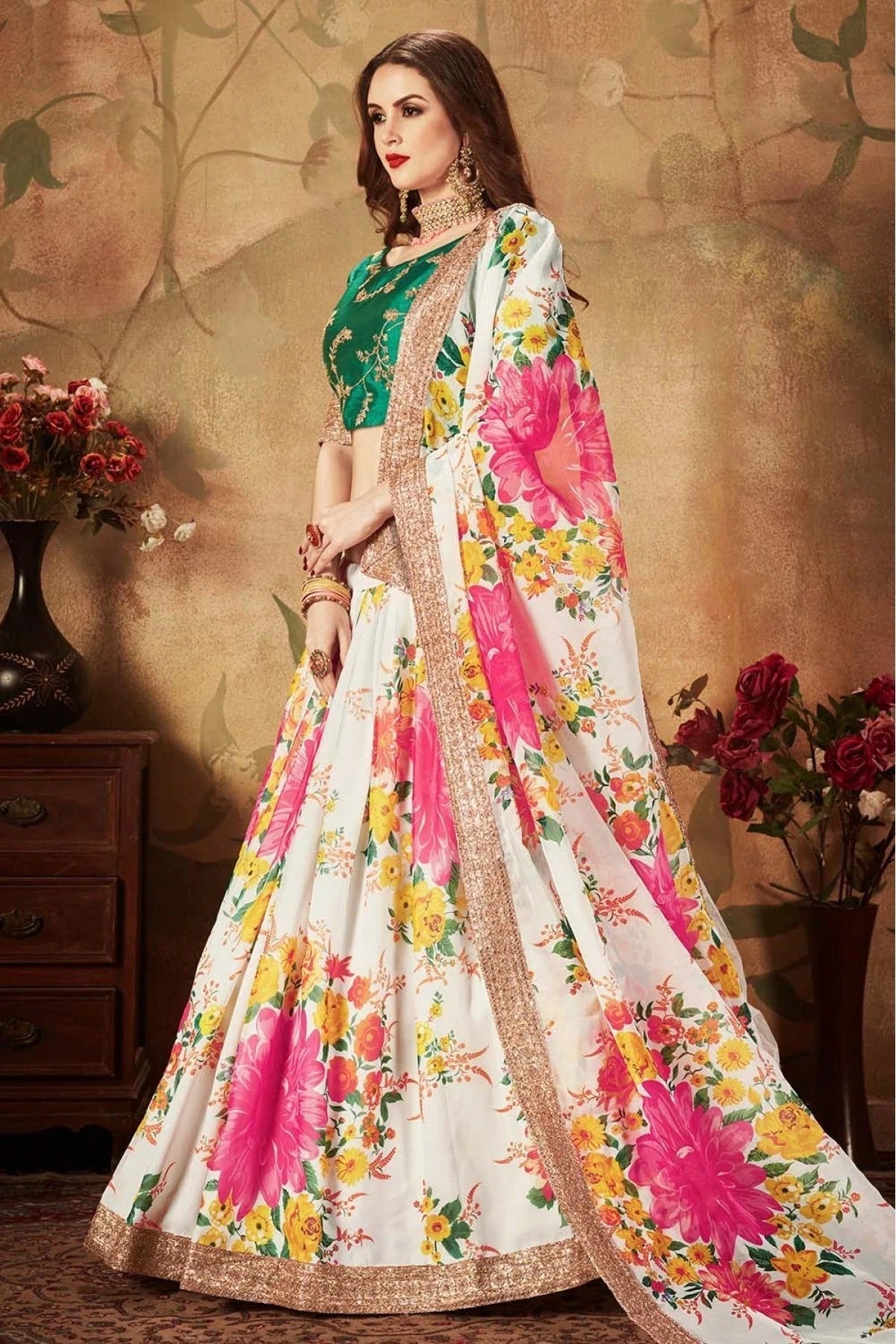 Off White Colour Organza Lehenga Choli LC1010077 A
