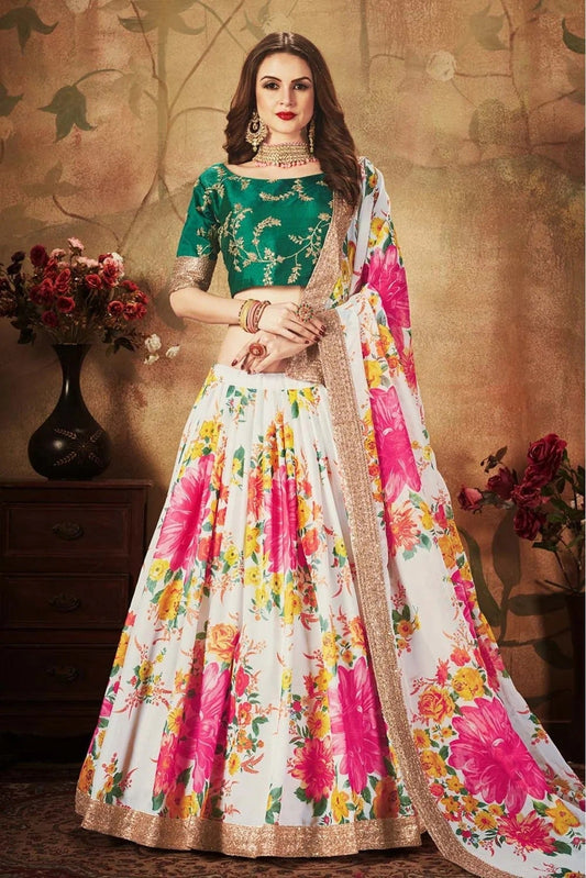 Off White Colour Organza Lehenga Choli LC1010077