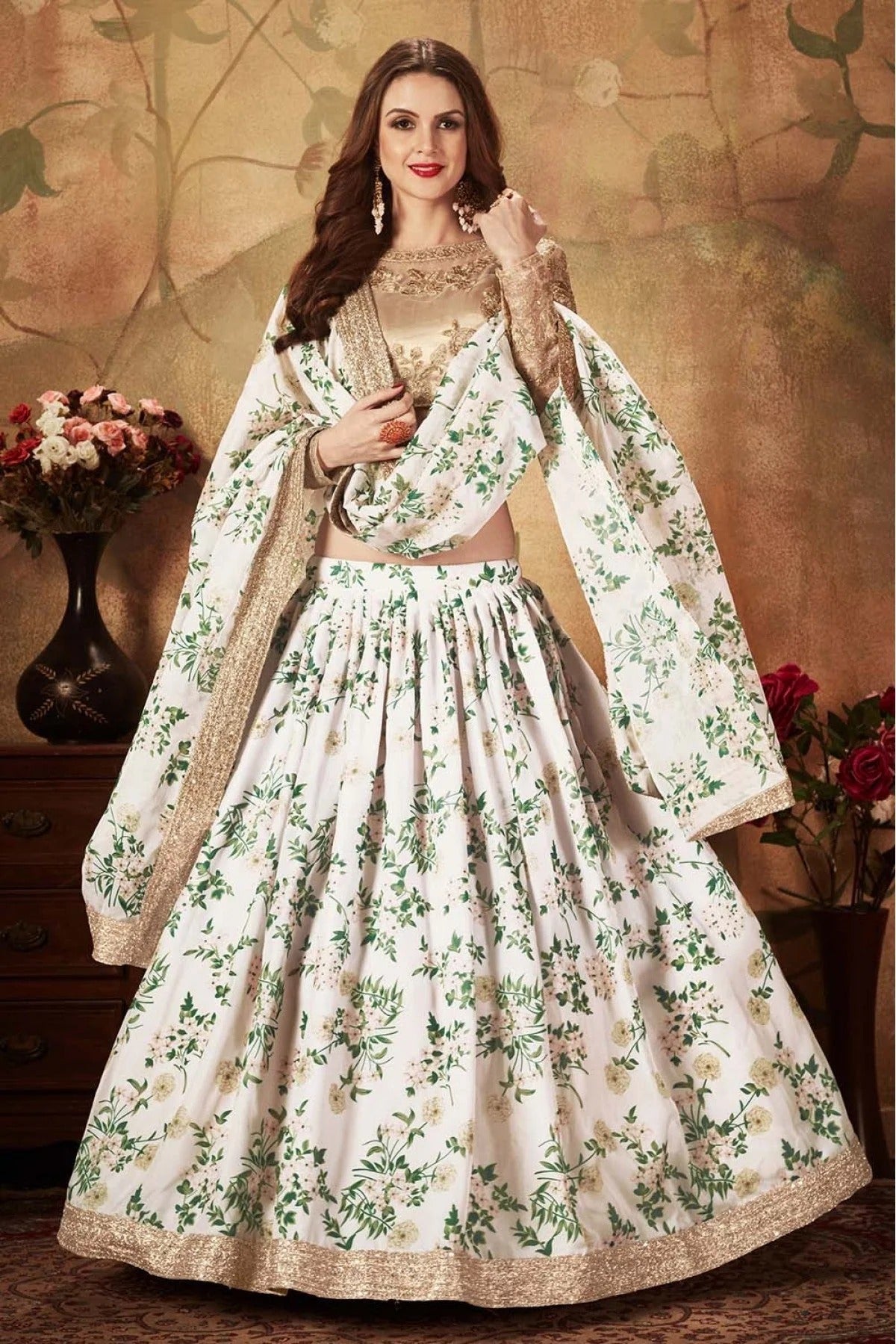 Off White Colour Organza Lehenga Choli LC1010081 B
