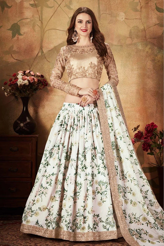 Off White Colour Organza Lehenga Choli LC1010081