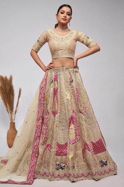 Off White Colour Organza Silk Lehenga Choli LC1030049
