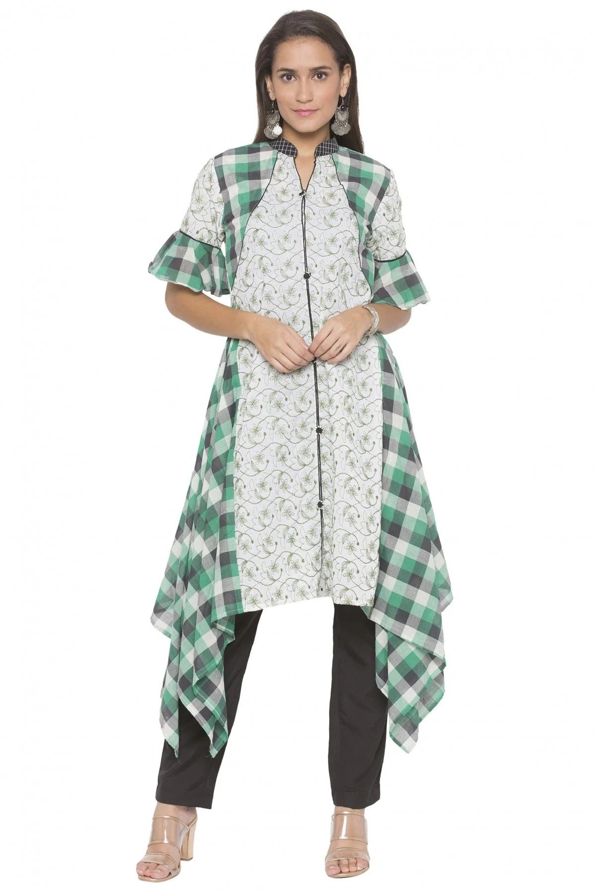 Off White Colour Plus Size Cotton Embroidery Kurta Set KR1070508