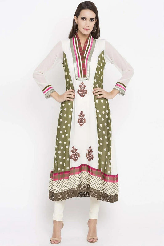 Off White Colour Plus Size Faux Georgette Kurti KR1070441