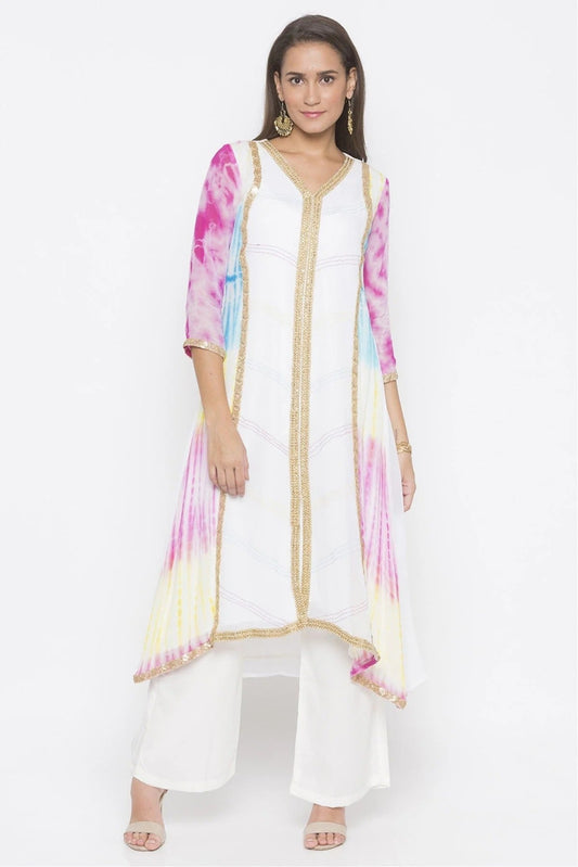 Off White Colour Plus Size Georgette Embroidery Kurta Set KR1070466