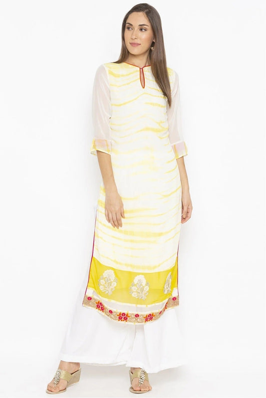 Off White Colour Plus Size Georgette Embroidery Kurta Set KR1070479