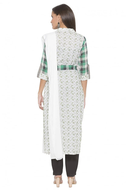 Off White Colour Plus Size Stitched Cotton Embroidery Pant Style Suit BW1070261 A