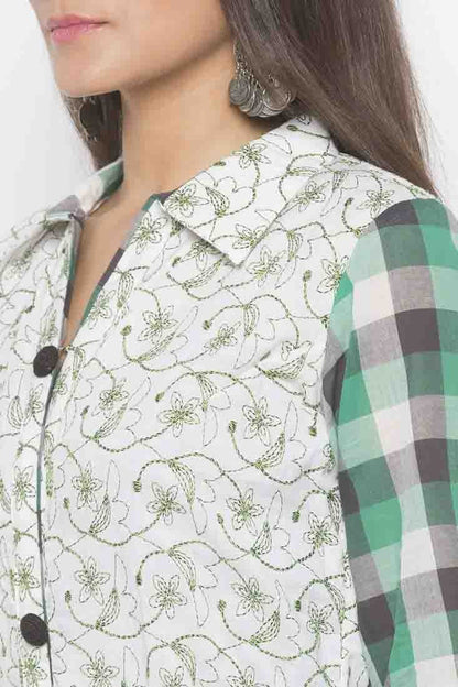 Off White Colour Plus Size Stitched Cotton Embroidery Pant Style Suit BW1070261 B