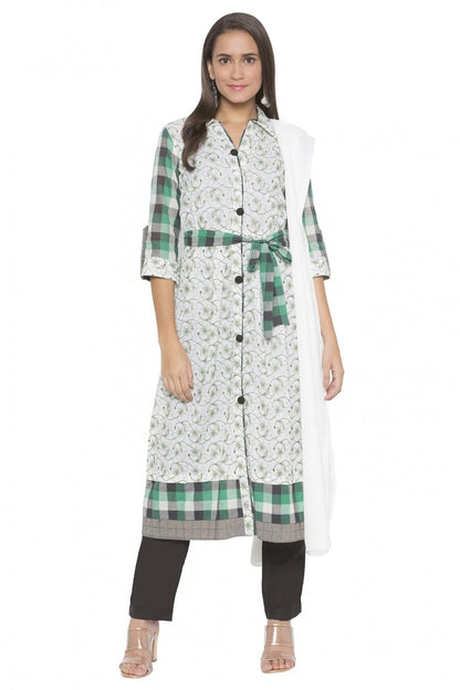 Off White Colour Plus Size Stitched Cotton Embroidery Pant Style Suit BW1070261