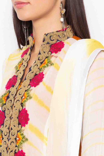 Off White Colour Plus Size Stitched Georgette Embroidery Palazzo Pant Suit BW1070199 B