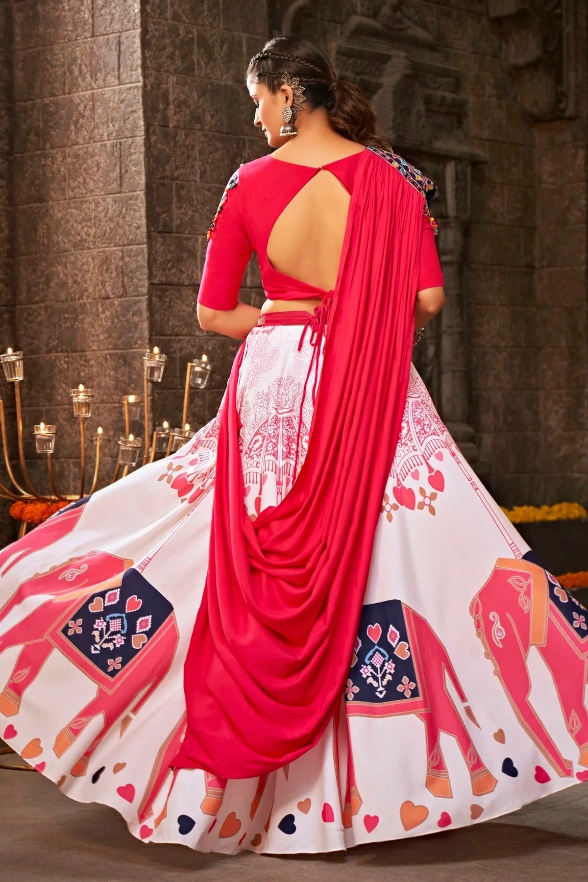 Off White Colour Rayon Navratri Lehenga LC1150221 A