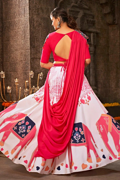 Off White Colour Rayon Navratri Lehenga LC1150221 A