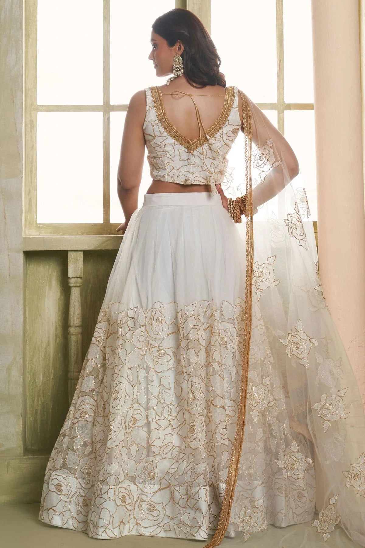 Off White Colour Semi Stitched Butterfly Net Lehenga Choli LC1112529 A