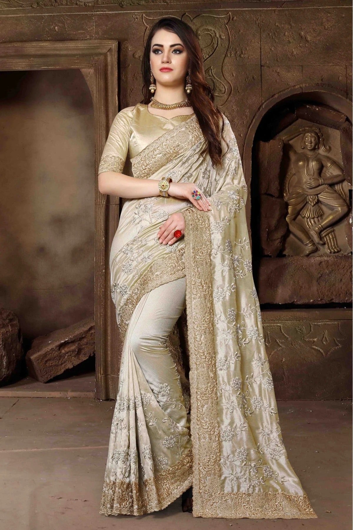 Off White Colour Silk Designer Saree SD1120442