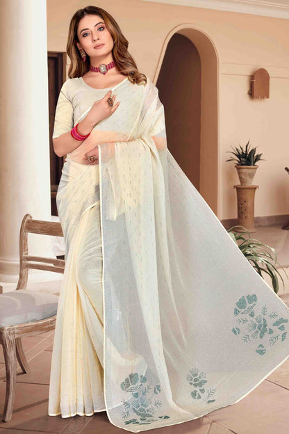 Off White Colour Simmer Chiffon Designer Saree SD1121256