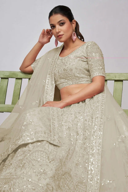 Off White Colour Soft Net Lehenga Choli LC1030004 A