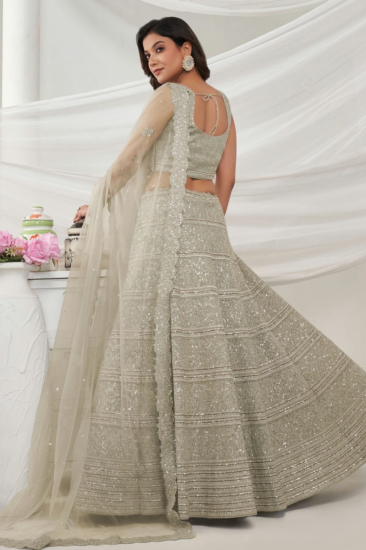 Off White Colour Soft Net Lehenga Choli LC1030012 B