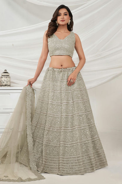Off White Colour Soft Net Lehenga Choli LC1030012