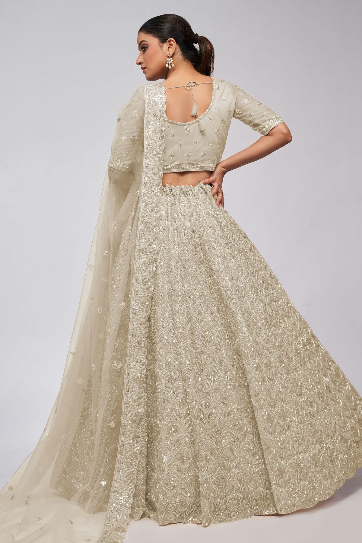 Off White Colour Soft Net Lehenga Choli LC1030014 B