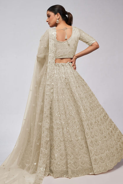 Off White Colour Soft Net Lehenga Choli LC1030014 B