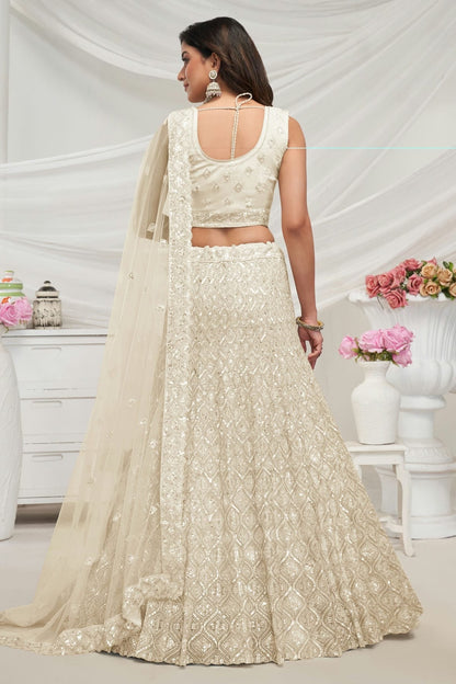 Off White Colour Soft Net Lehenga Choli LC1030020 B