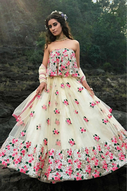 Off White Colour Soft Net Sequins Work Lehenga Choli LC1080424 A