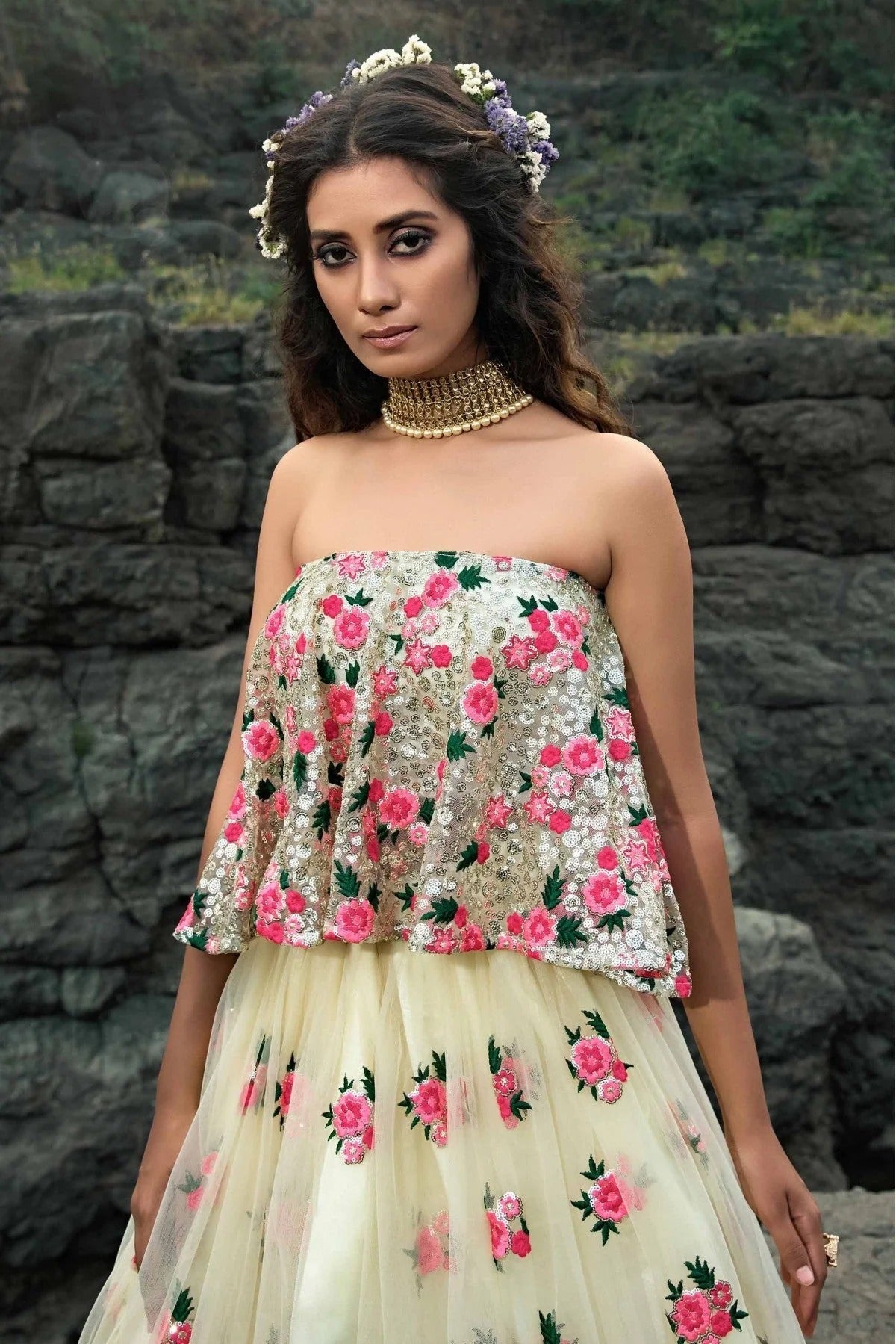 Off White Colour Soft Net Sequins Work Lehenga Choli LC1080424 B