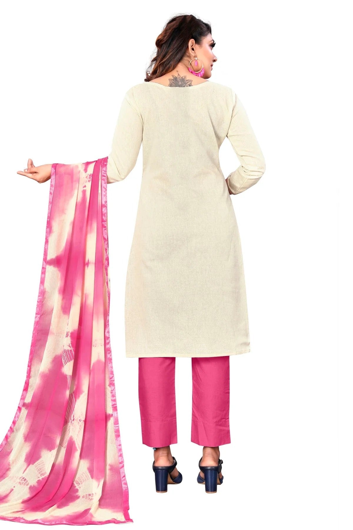 Off White Colour Unstitched Khadi Cotton Fabric Straight Suit US1160960 A