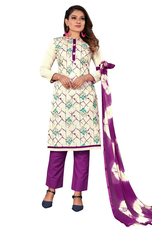 Off White Colour Unstitched Khadi Cotton Fabric Straight Suit US1160961