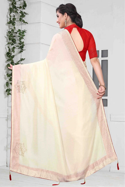 Off White Colour Vichitra Silk Designer Saree SD1120614 A