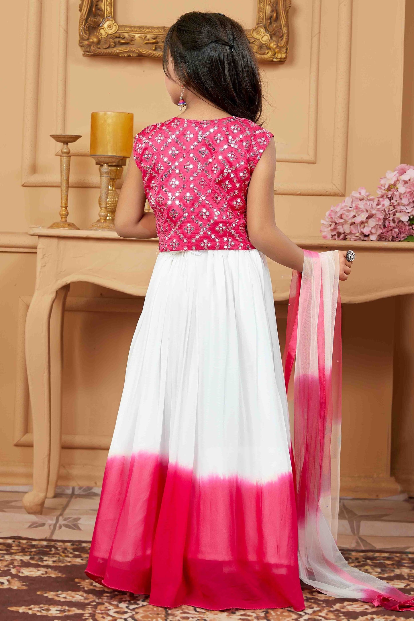 Off White and Pink Colour Faux Georgette Lehenga Choli GW1070748 A