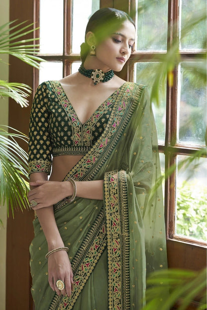 Olive Green Colour Art Silk Designer Saree SD1080011 A
