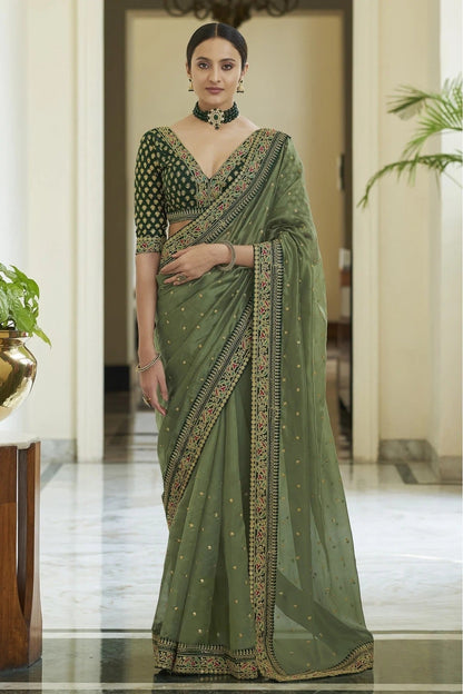 Olive Green Colour Art Silk Designer Saree SD1080011