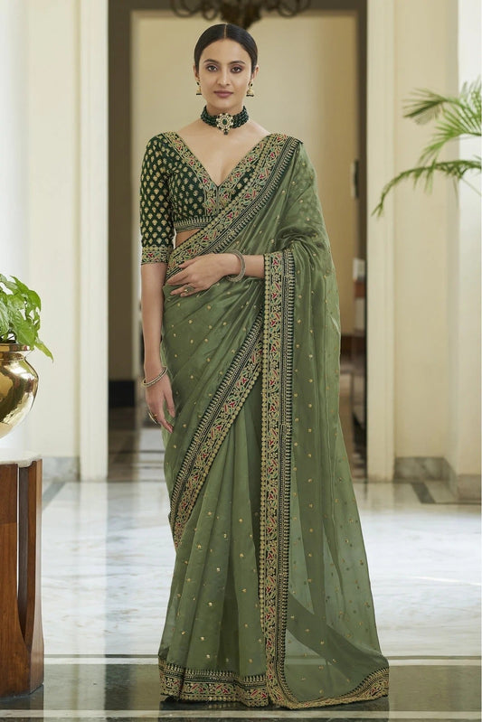 Olive Green Colour Art Silk Designer Saree SD1080011