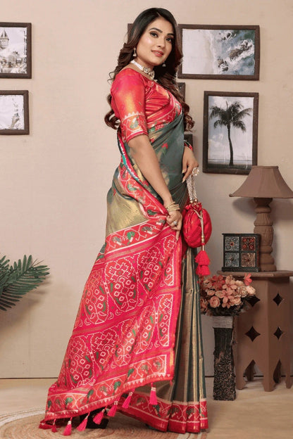 Olive Green Colour Woven Work Pure Banarasi Tissue Silk Traditional Saree SD1250292 A