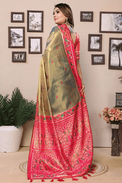 Olive Green Colour Woven Work Pure Banarasi Tissue Silk Traditional Saree SD1250292 B